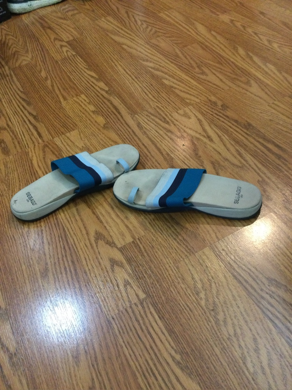 Blue & White Slide Sandals for Women sebago size 9